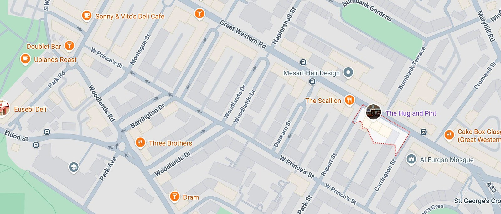 Map showing the clinic location in Glasgow
